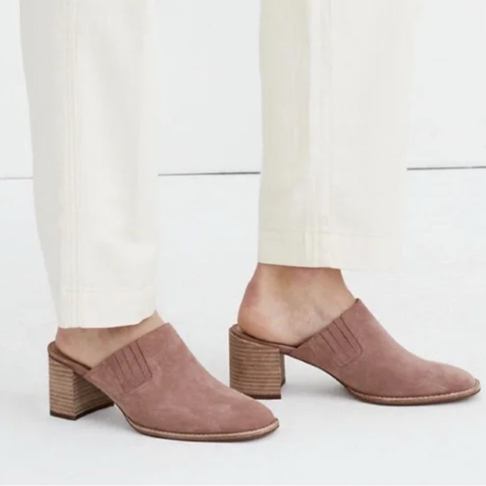 MADEWELL Women's Carey Suede Mules in Pink Size 7 1/2